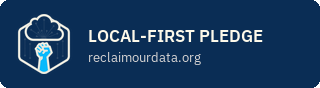 Local-First Pledge badge, dark